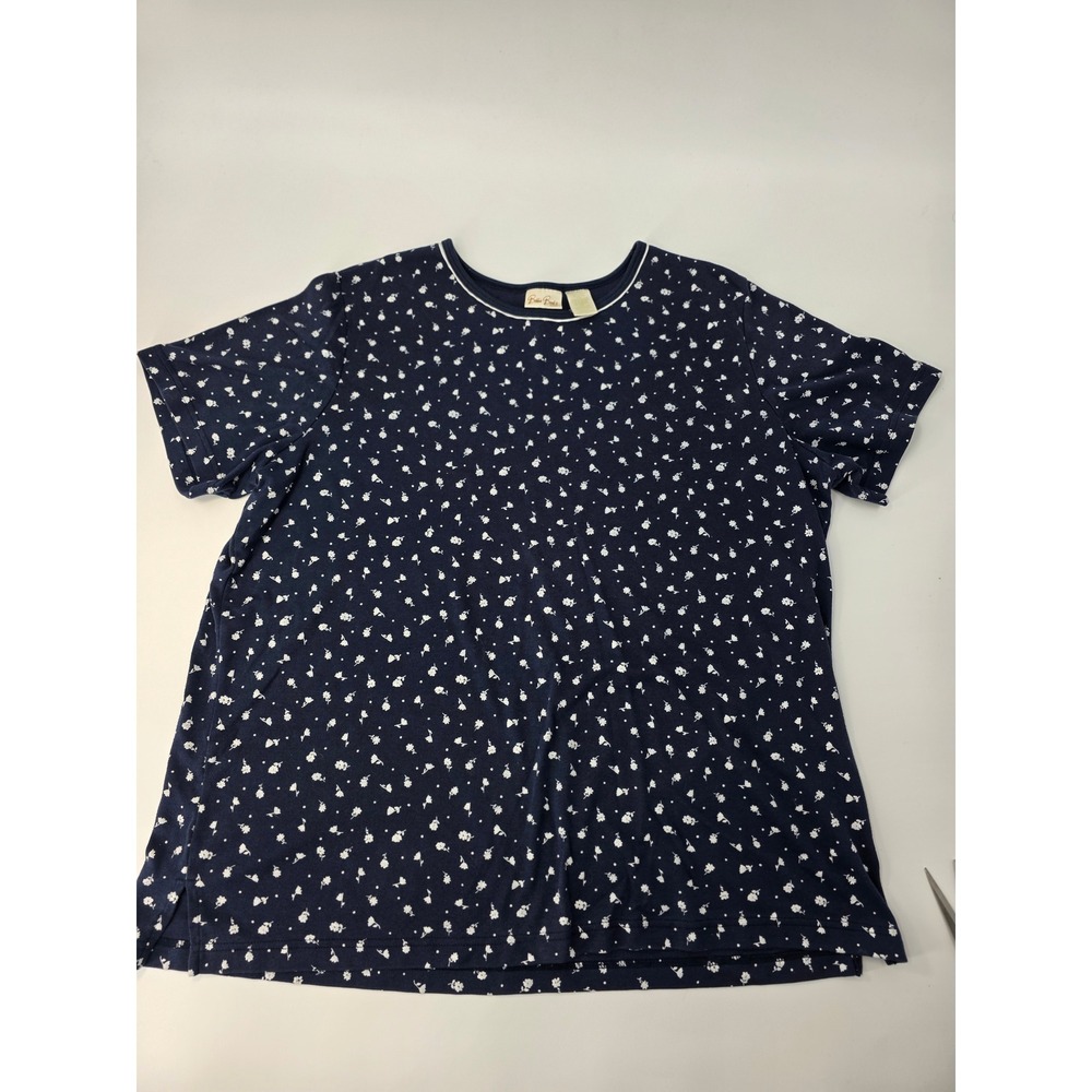 Bobbie Brooks Woman Navy Blue Floral Short Sleeve T-Shirt Size 18/20 Plus Size